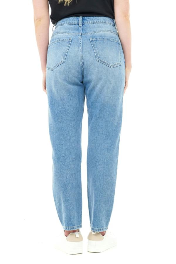 Smart Living Women’s High Rise Cotton Mom Jeans with Pockets – Casual Fit - Mid Blue