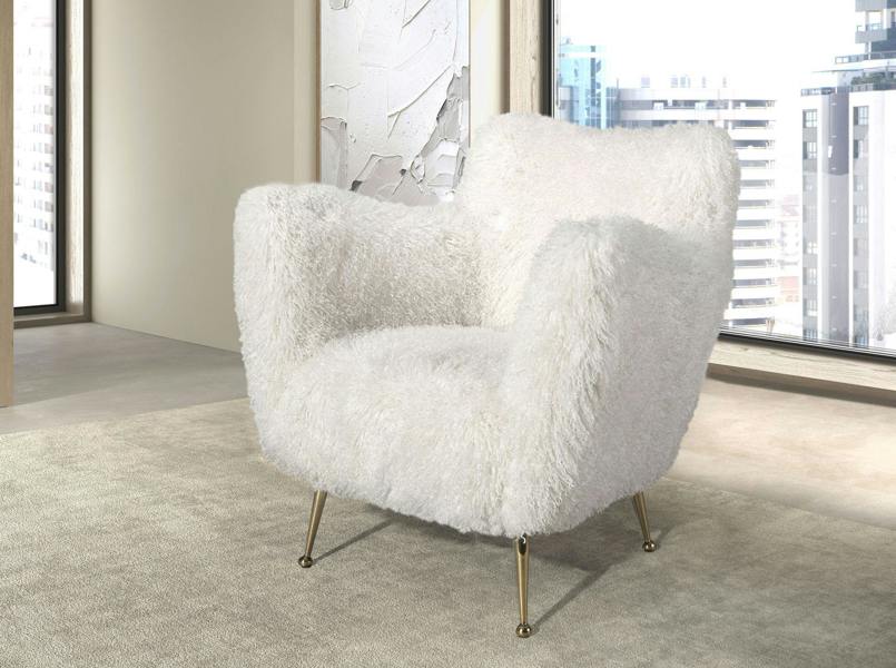 Angel Cerdá White long pile fabric armchair 5191