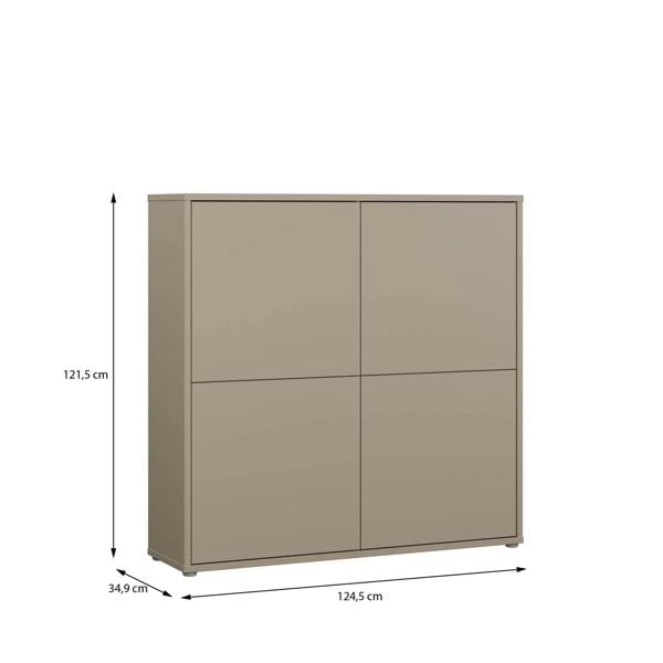 Furniture To Go Alice Springs 4 Door Large Storage Cabinet with Push-to-Open Doors in Taupe