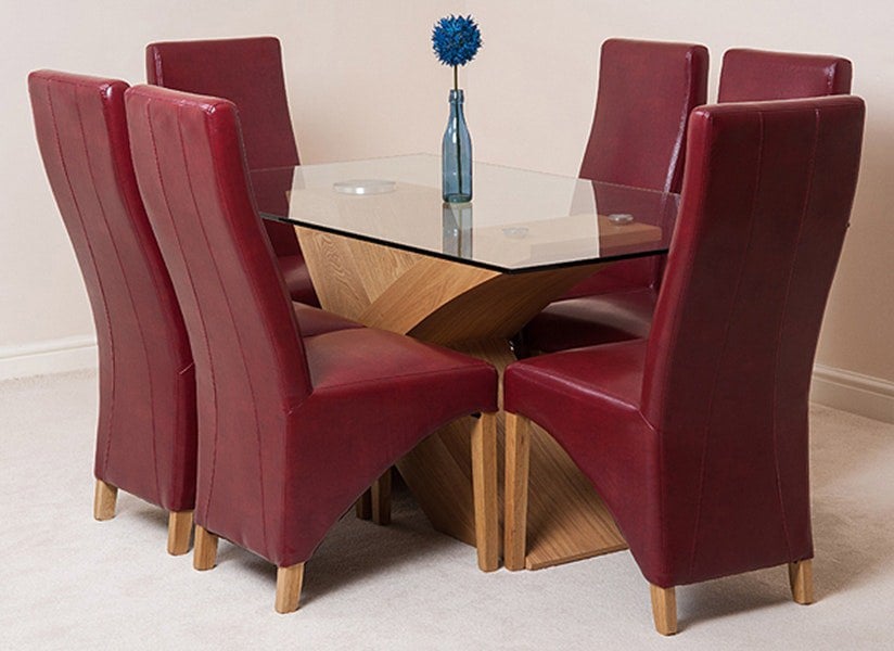 That's Furniture Valencia Oak Small Glass Dining Table & Lola Leather Chairs