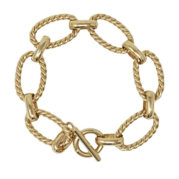 18ct Gold Vermeil Textured Paperclip Link Bracelet