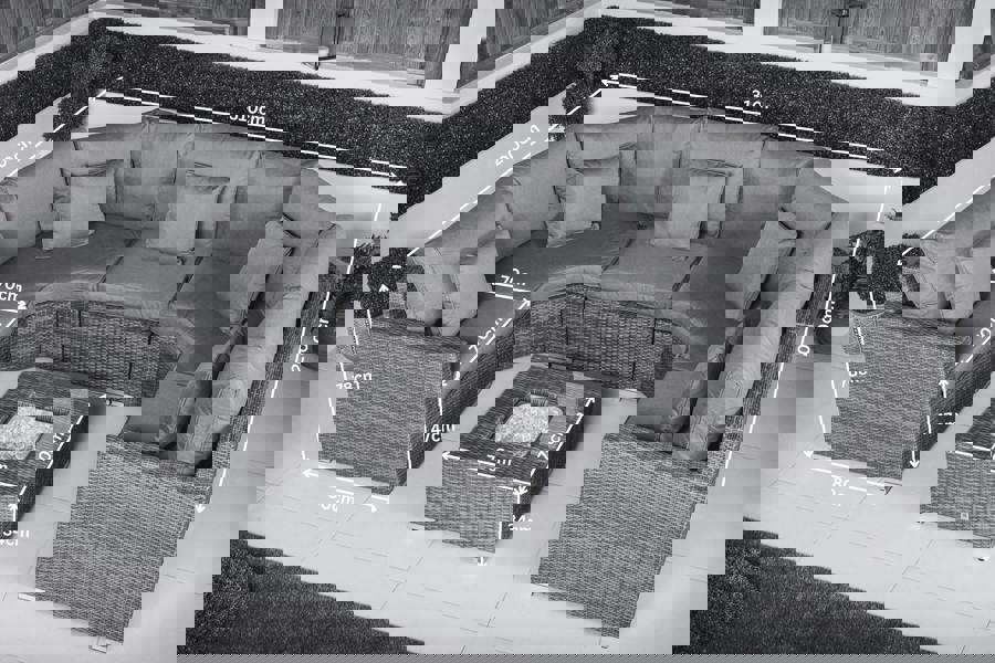 Giardino Santorini 5 Seat Modular Sofa Rattan Garden Furniture Set Outdoor Lounge Ice Bucket Coffee Table