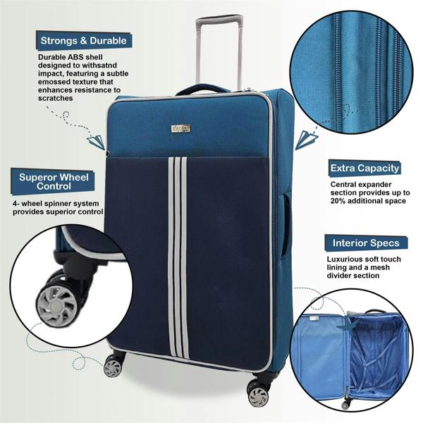 Eagle Luggage Lightweight Cabin 4 Wheel Soft Luggage Travel Bag