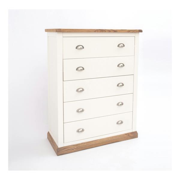 Cabinet Bits Tropea 5 Drawer Chest of Drawers Chrome Cup Handle