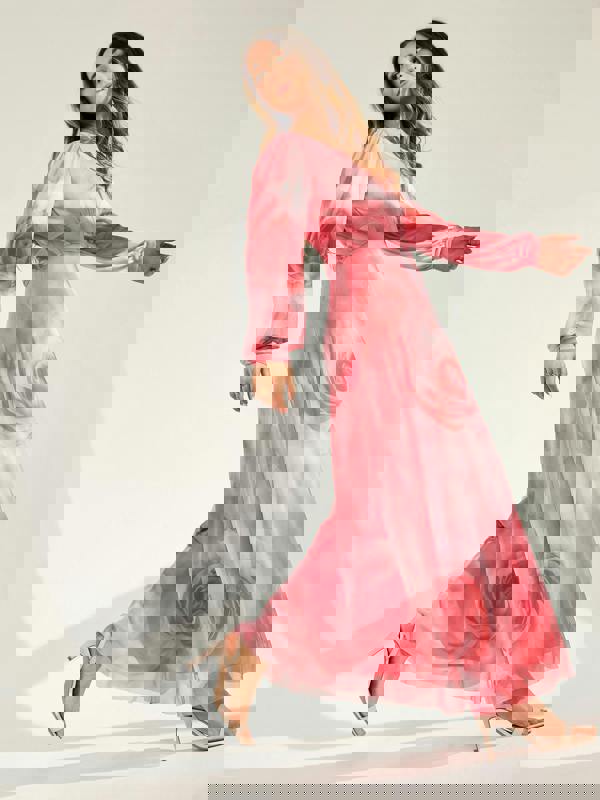 GWD Genevieve Floral Print Maxi Dress Petal Pink