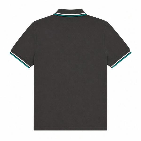 Fred Perry Twin Tipped Polo Shirt in Anchor Grey with Light Ice and Sport Green trim.