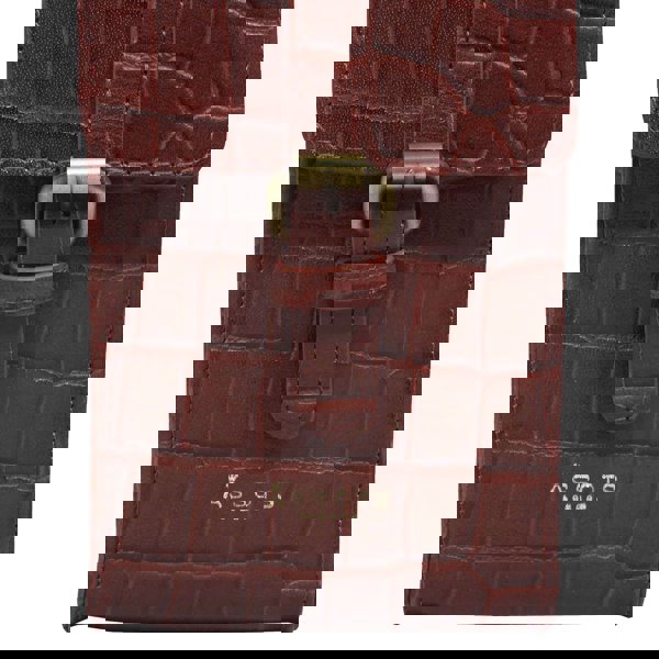 Assots London 'PETRA' Red Croc Real Leather Mobile Phone Crossbody Bag