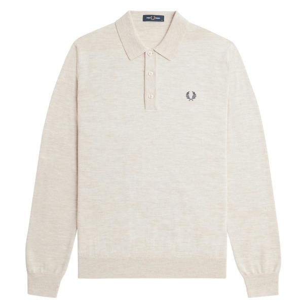 Fred Perry Knitted Merino Long Sleeve Polo Shirt