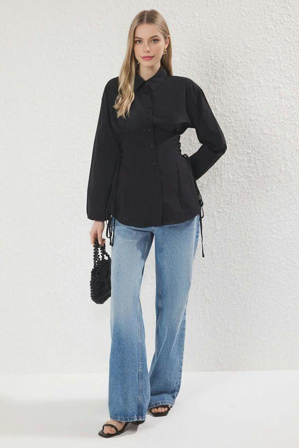 WOVCOR Woven Shirt with Waist Tie Detail