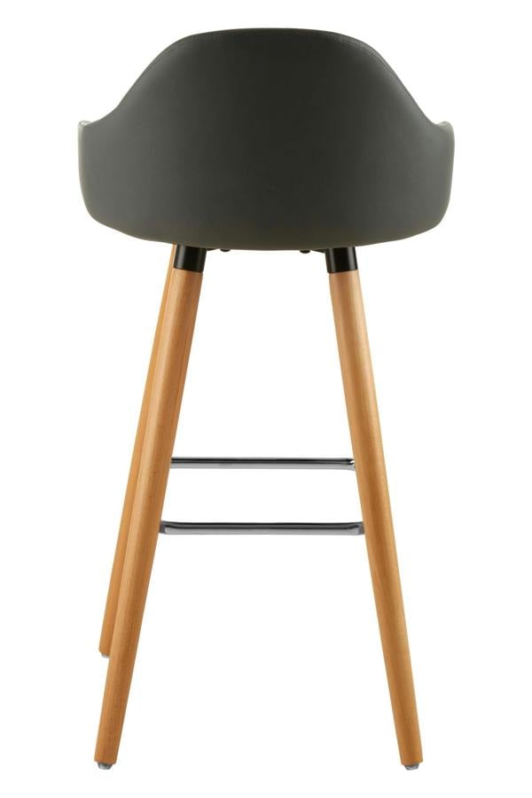 Interiors by Premier Stockholm Grey Faux Leather Bar Stool with Beechwood Legs