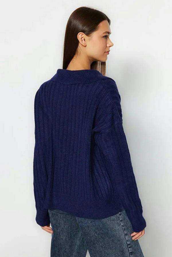Hoxton Gal Soft-Textured Viscose Polo Neck Knit Sweater