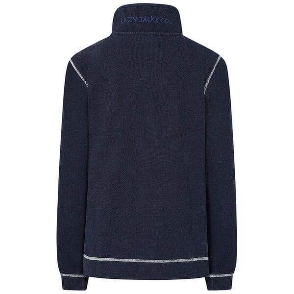 Lazy Jacks LJ301 - Pique Button Neck Sweatshirt - Twilight - White Drawstrings