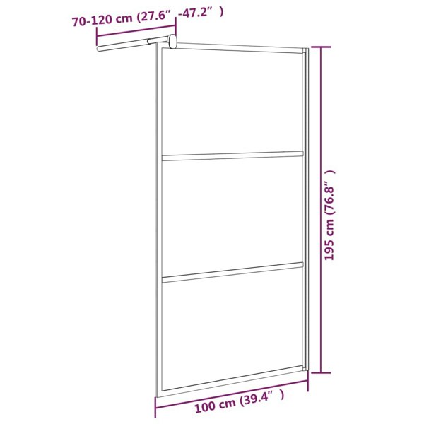 Berkfield Walk-in Shower Wall 100x195 cm Half Frosted ESG Glass Black