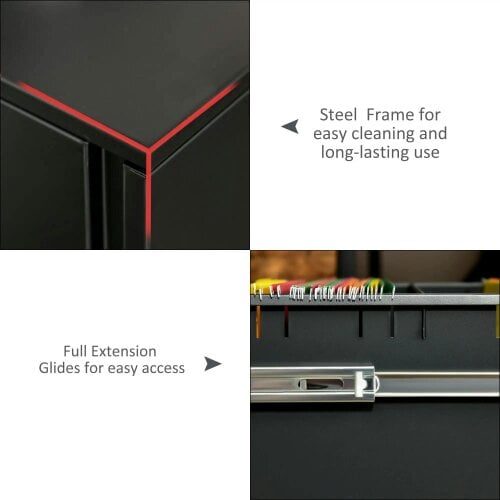 Bobobiy Metal Mobile File Cabinet with Wheels, Lockable 2 Drawer Filing Cabinet for A4, 39 x 48 x 67cm, Black