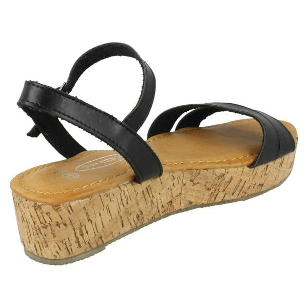 Spot On Ladies Spot On Cork Flatform Sandal