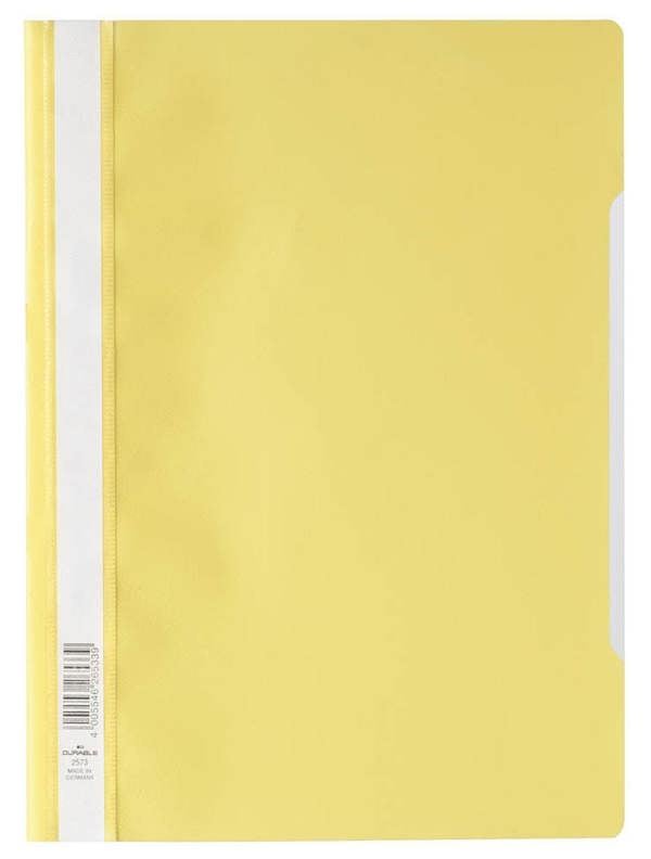 Durable Clear View Project Folder Document Report File | 50 Pack | A4 Yellow