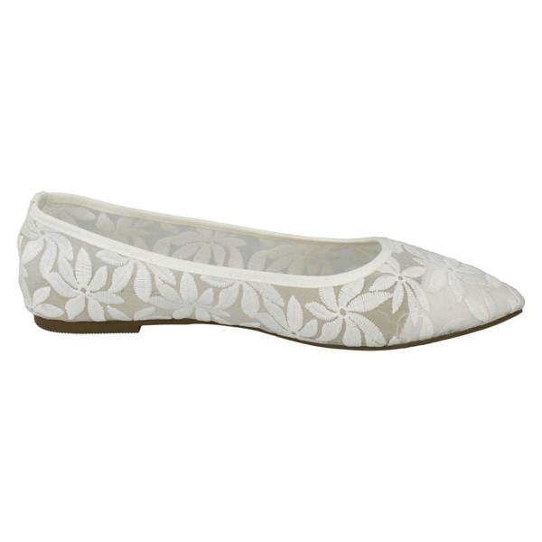 Spot On Ladies Spot On Flowery Ballerinas