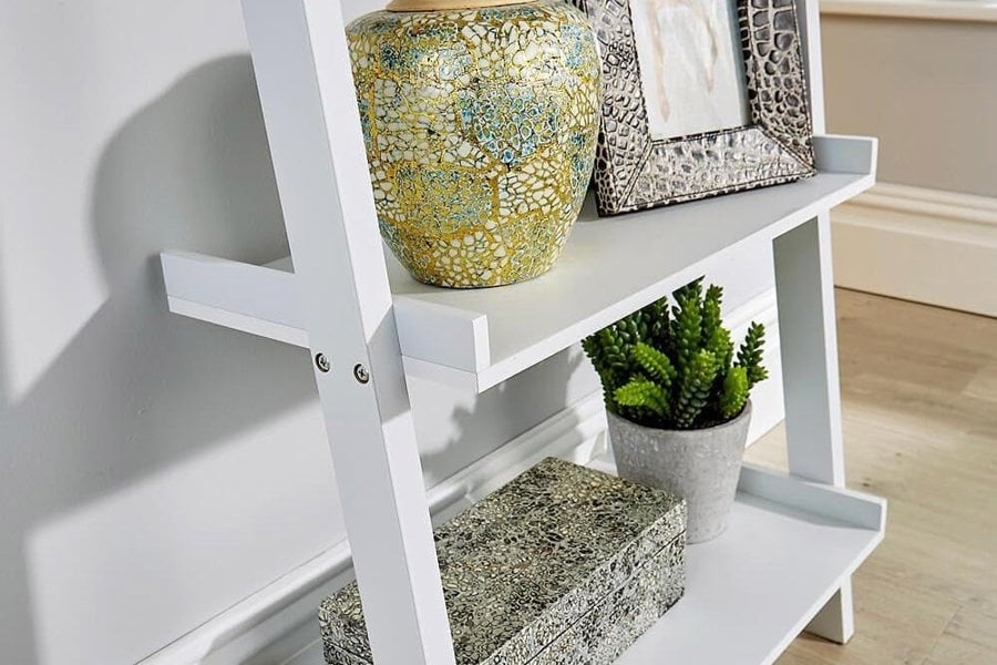 Modcraft 5-Tier White Ladder Shelf - Leaning Storage Bookcase