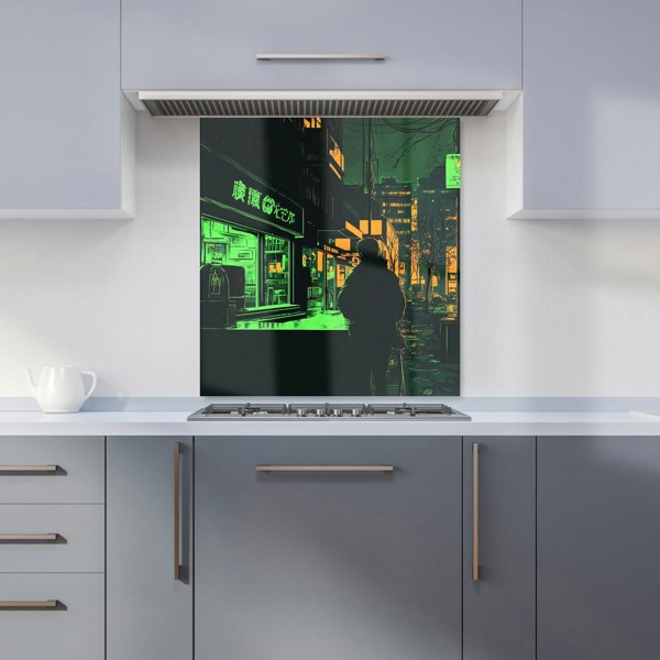 Warren Reed Japanese City Streets Glass Kitchen Splashback - 00014