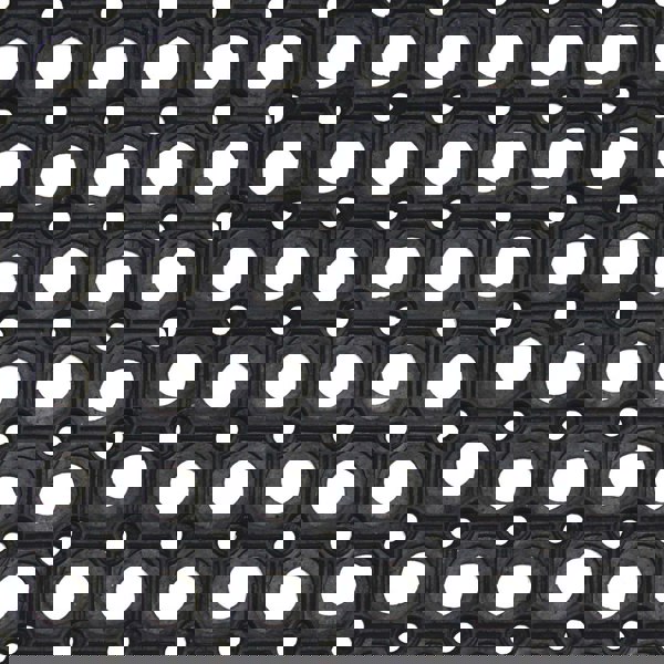 JVL Rondo Rubber Ring Heavy Duty Outdoor Contract Door Mat, Black, 50x100cm - Set of 3