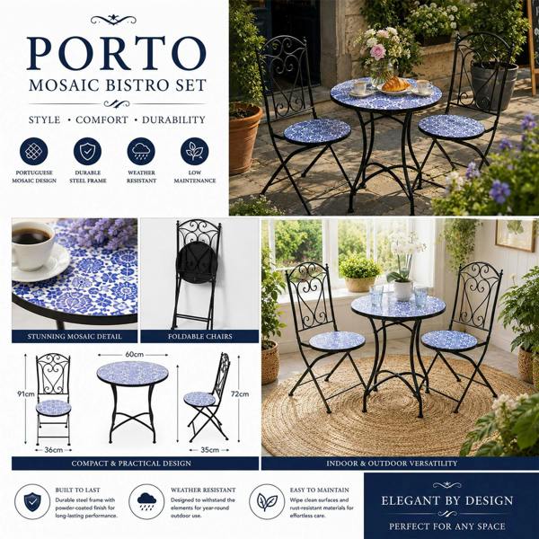 60cm Porto Mosaic Bistro Set image 12
