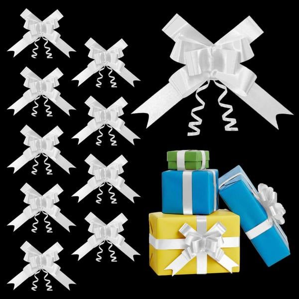 3cm White Pull Bows for Gift Wrapping, Hampers, Bouquets and Party Décor - 10 to 60 Pack image 1
