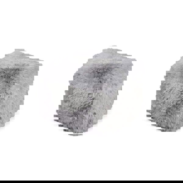 Long Wool Sheepskin Pouf Light Grey