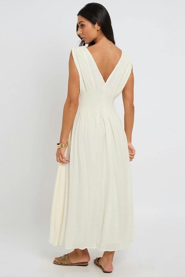 Urban Bliss Cream Maxi Dress with Elasticated Waist