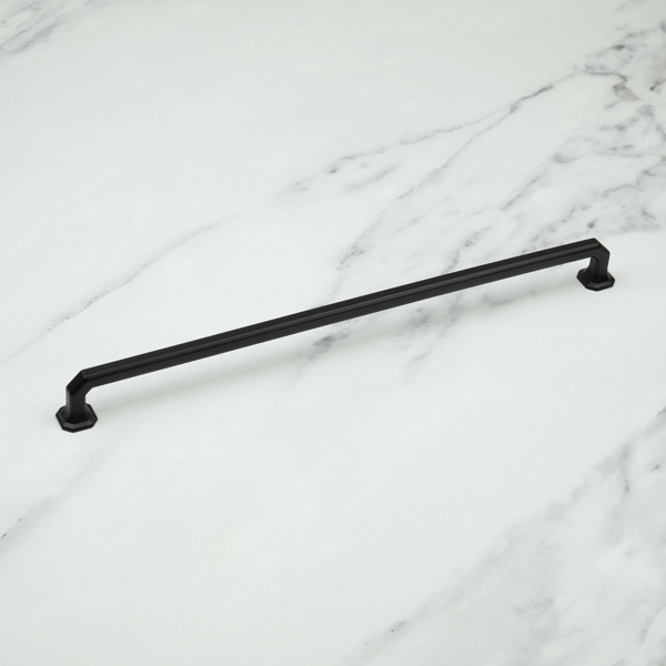 Handle & Home Matt Black Octagonal Cabinet Handles & Coordinating Knob - 320mm Handle