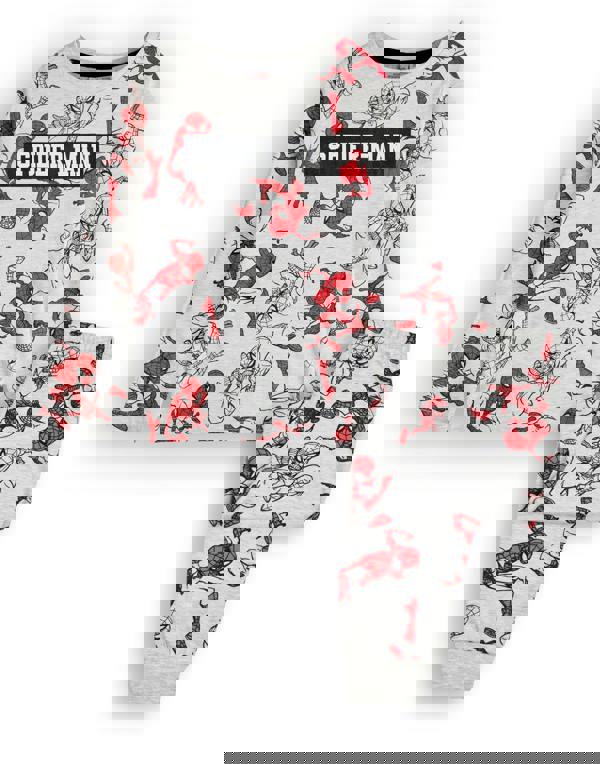 Marvel Boys Grey SpiderMan Long Sleeve Long Leg Pyjama Set