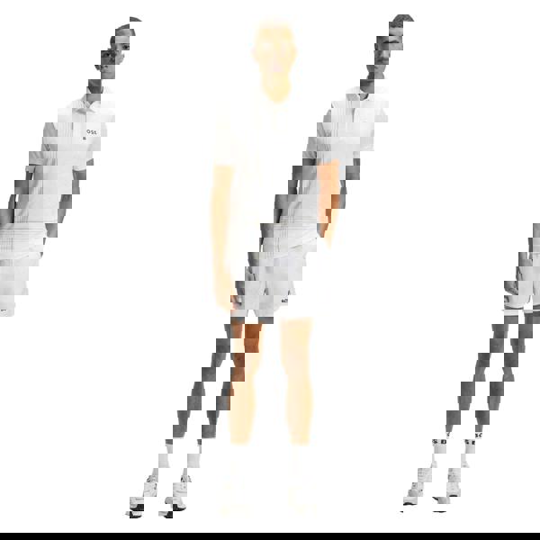 Boss Mens Checked Quick Dry Slim Polo Shirt - White - 