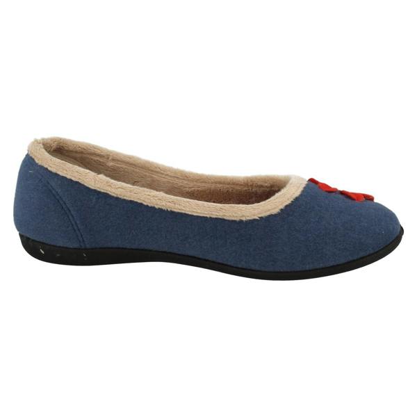 Padders Ladies Padders Wide Fitting Ballerina Slippers Happy
