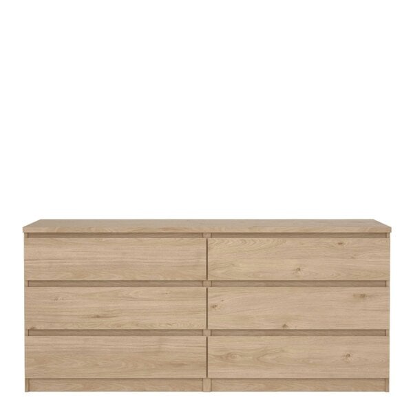 Wyld Haus Budapest Natural Oak Effect Wood Wide Chest 6 Drawers