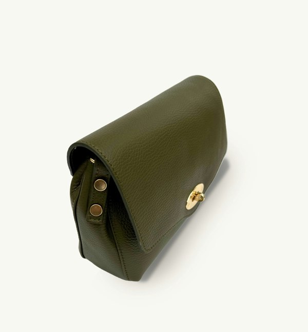 Apatchy London The Maddie Midi Leather Handbag - Olive