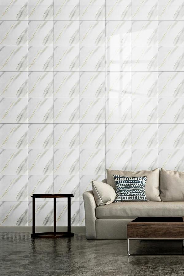 Living and Home 10pcs Self-Adhesive Cream White Marble PVC Wallpapers, 40x40cm