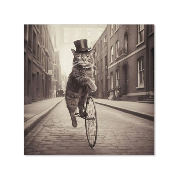 Warren Reed - Designer Victorian Cat Riding A Bike Kitchen Splashback