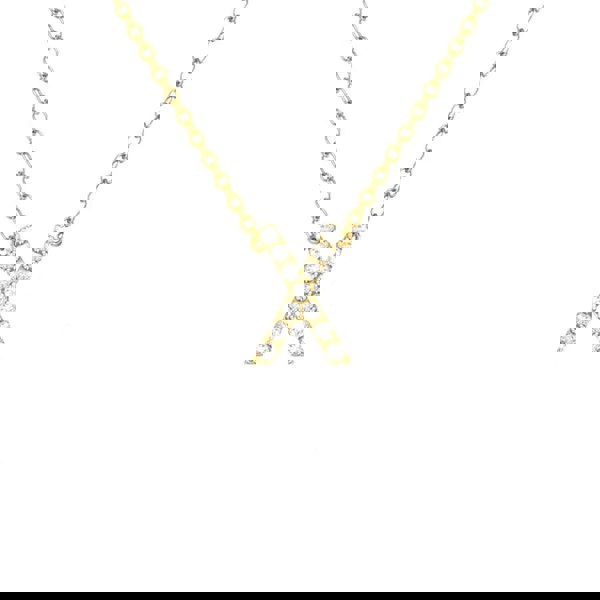 Say It With Dainty CZ Block Initial Necklace - Yellow Gold Plated