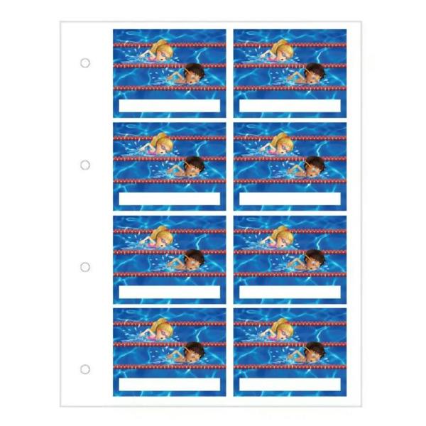 Blue and white swimmers pool stickers with kids illustrations for proud moments case