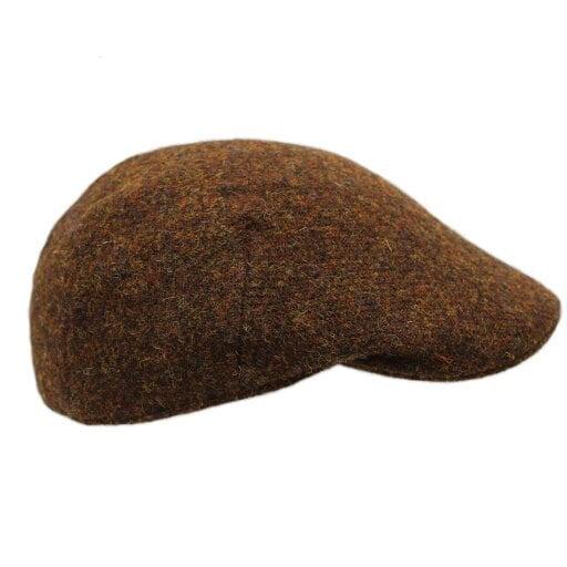 Heather Hats & Accessories Genuine Harris Tweed Wool Flat Cap, Satin Lining, Outdoor Wear, Copper