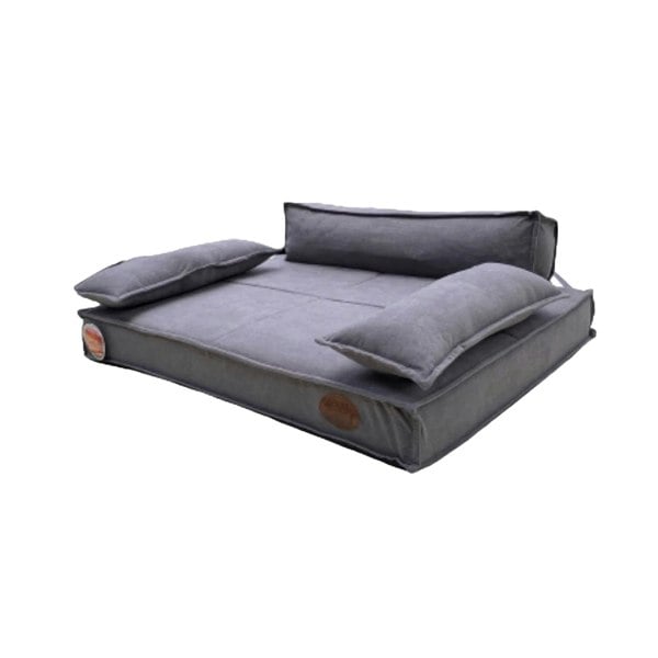 Snug and Cosy Pets Grey Lounger with 2 removeable side pillows  88x68x26cm