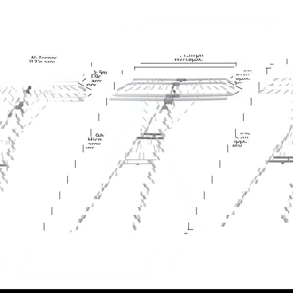 JVL Strong Winged Clothes Drying Airer - 12M, White