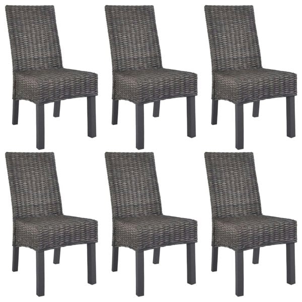 Berkfield Dining Chairs 6 pcs Brown Kubu Rattan and Mango Wood