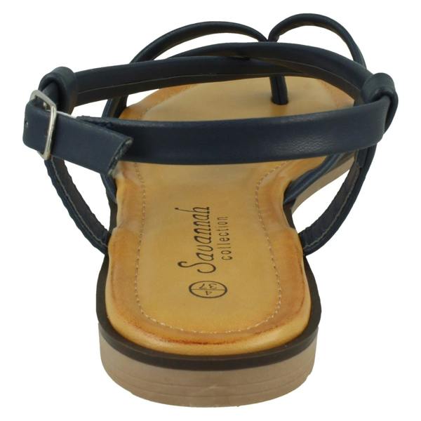 Savannah Ladies Savannah Flat Strappy Toepost Sandal with Buckle Strap F00444