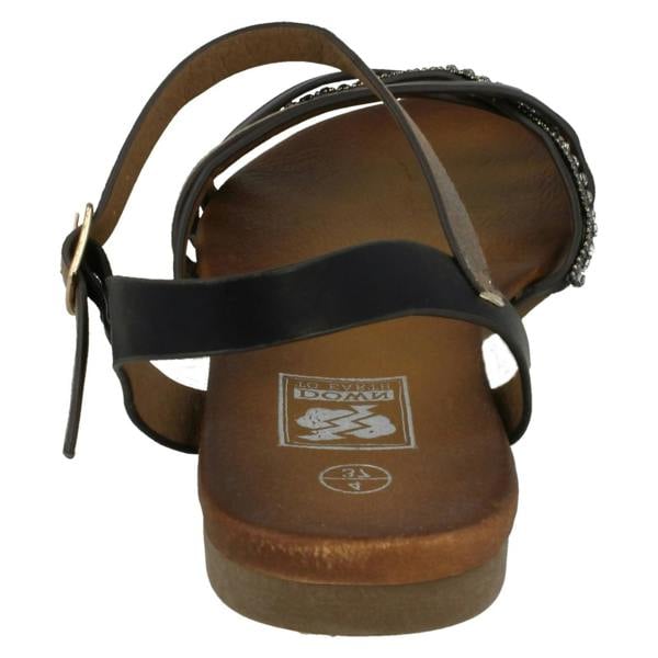 Down to Earth Ladies Down To Earth Flat X Strap Beaded Vamp Sandals