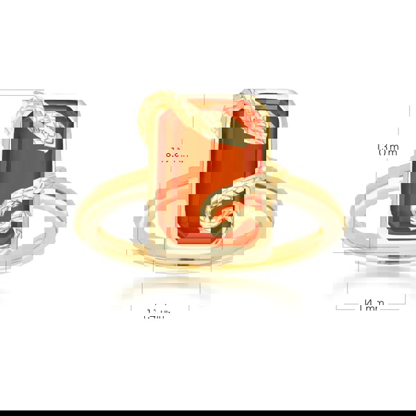 Gemondo Grand Deco Carnelian Snake Wrap Ring In Gold Plated Sterling Silver