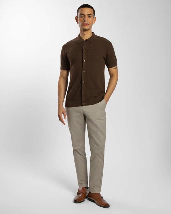 Steel & Jelly Textured Knitted Polo Shirt