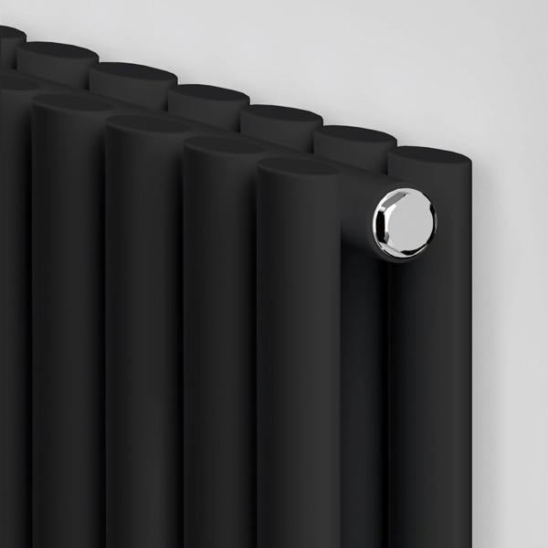 MYHOMEWARE Black 660 x 600 mm Modern Horizontal Column Designer Radiator Oval Double Panel Radiator Heater