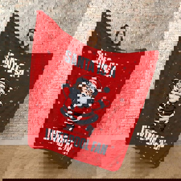 BritishmadeGifts Santa is a Liverpool Football Fan - Luxury Fleece Blanket 150cm X 150cm