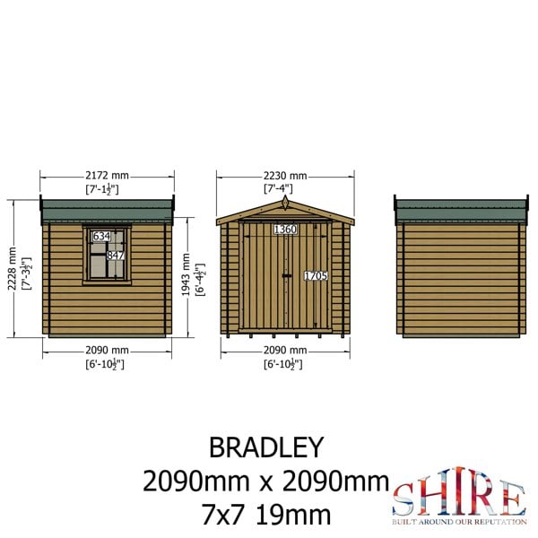 Shire Bradley 7x7 Log Cabin 19mm interlock Cladding - Best Shed