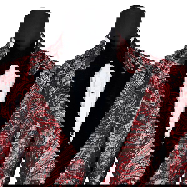 David WeJ Kensington Double Breasted Peak Lapel Jacquard - Red